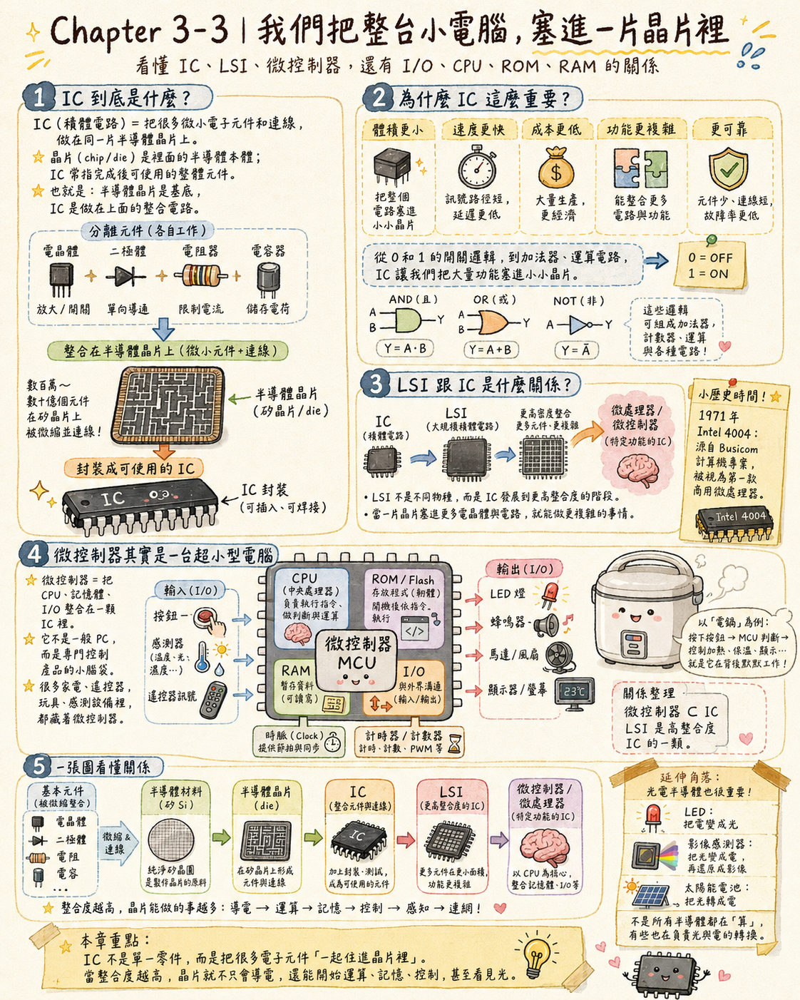 Ch3-3:IC、LSI、MCU、CPU、RAM 的關係