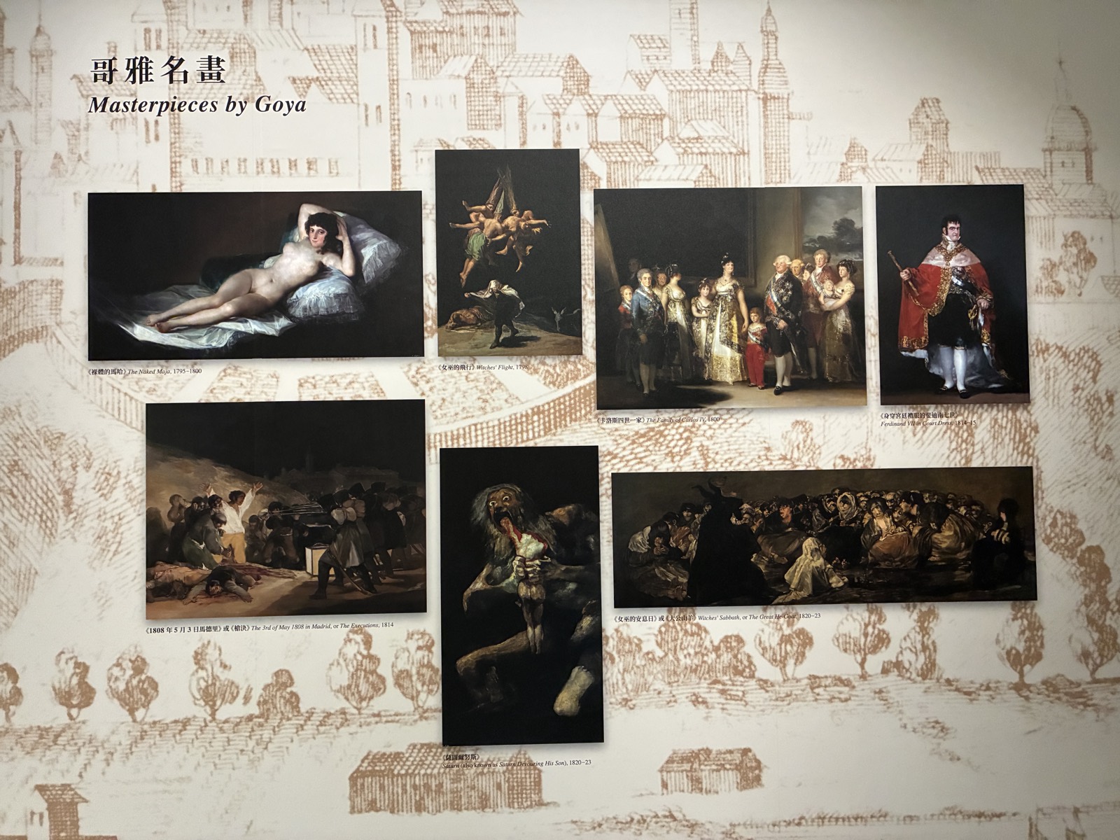 「哥雅名畫 Masterpieces by Goya」圖版牆