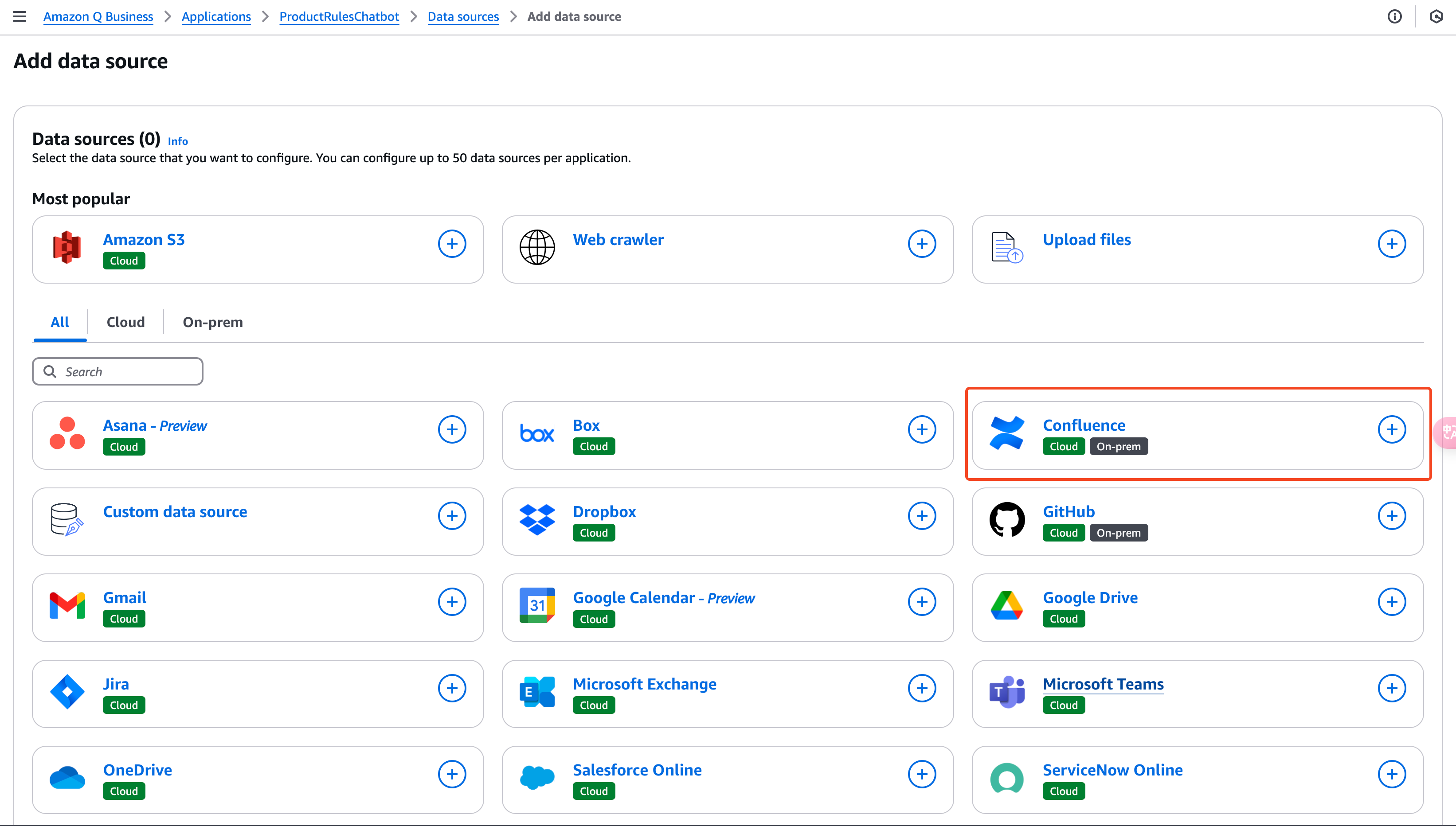 create Amazon Q Business data source with confluence.png