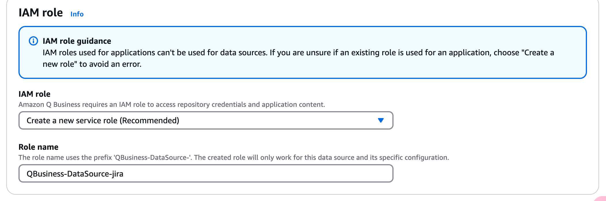 create Amazon Q Business data source jira iam role.png