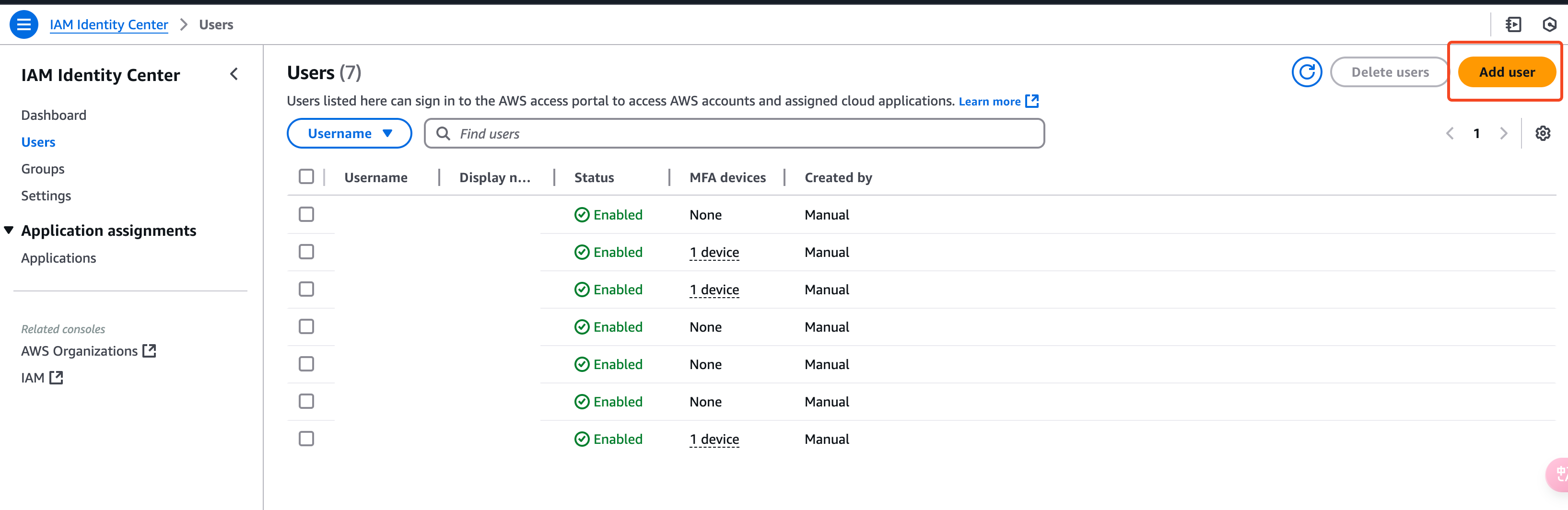 create Amazon Q Business manage user access add and assign existing users and groups.png