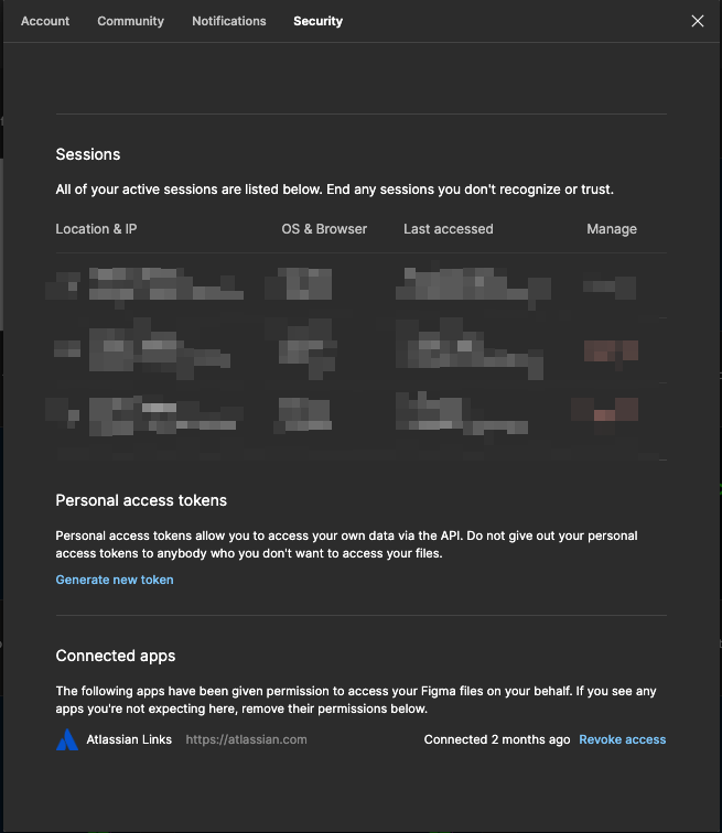 create Amazon Q Business data source figma personal access token.png