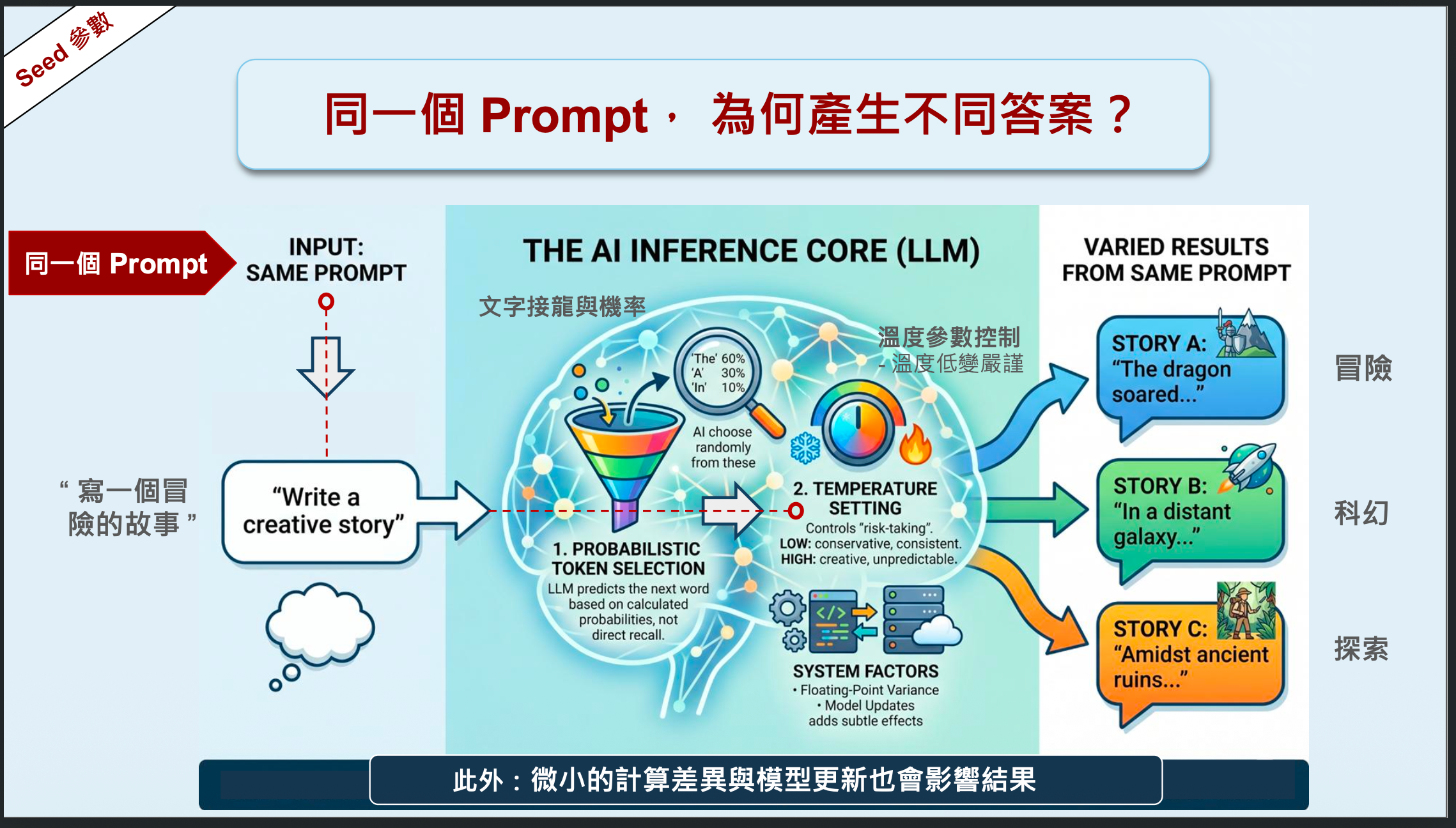 同一個 Prompt, 為何產生不同答案?